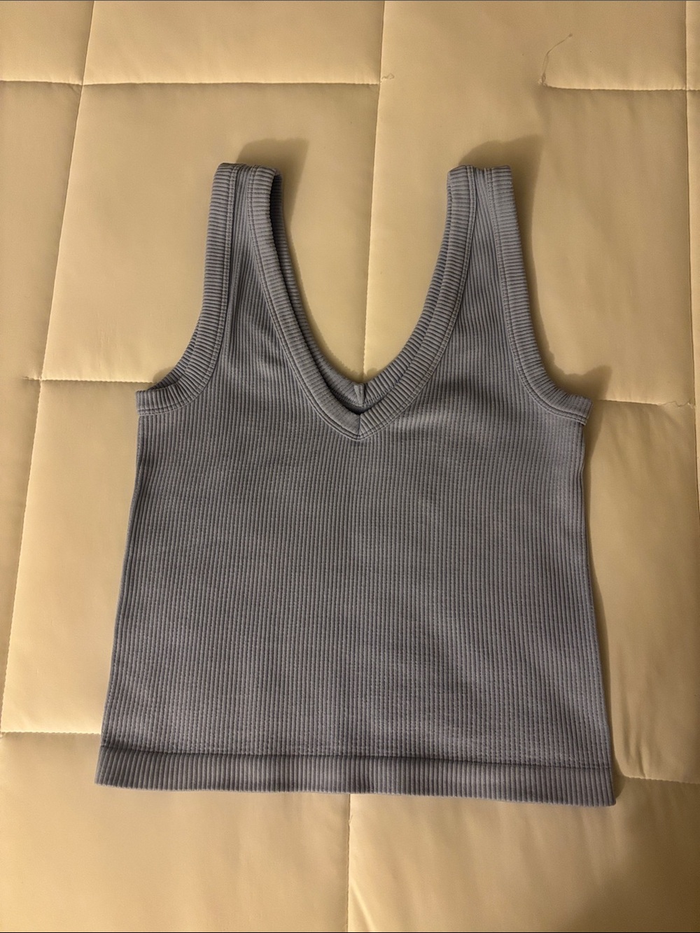 Ribbed V-Neck Tank Top in Light Blue